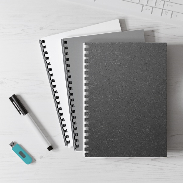 PP binding cover samples in assorted colors and finishes